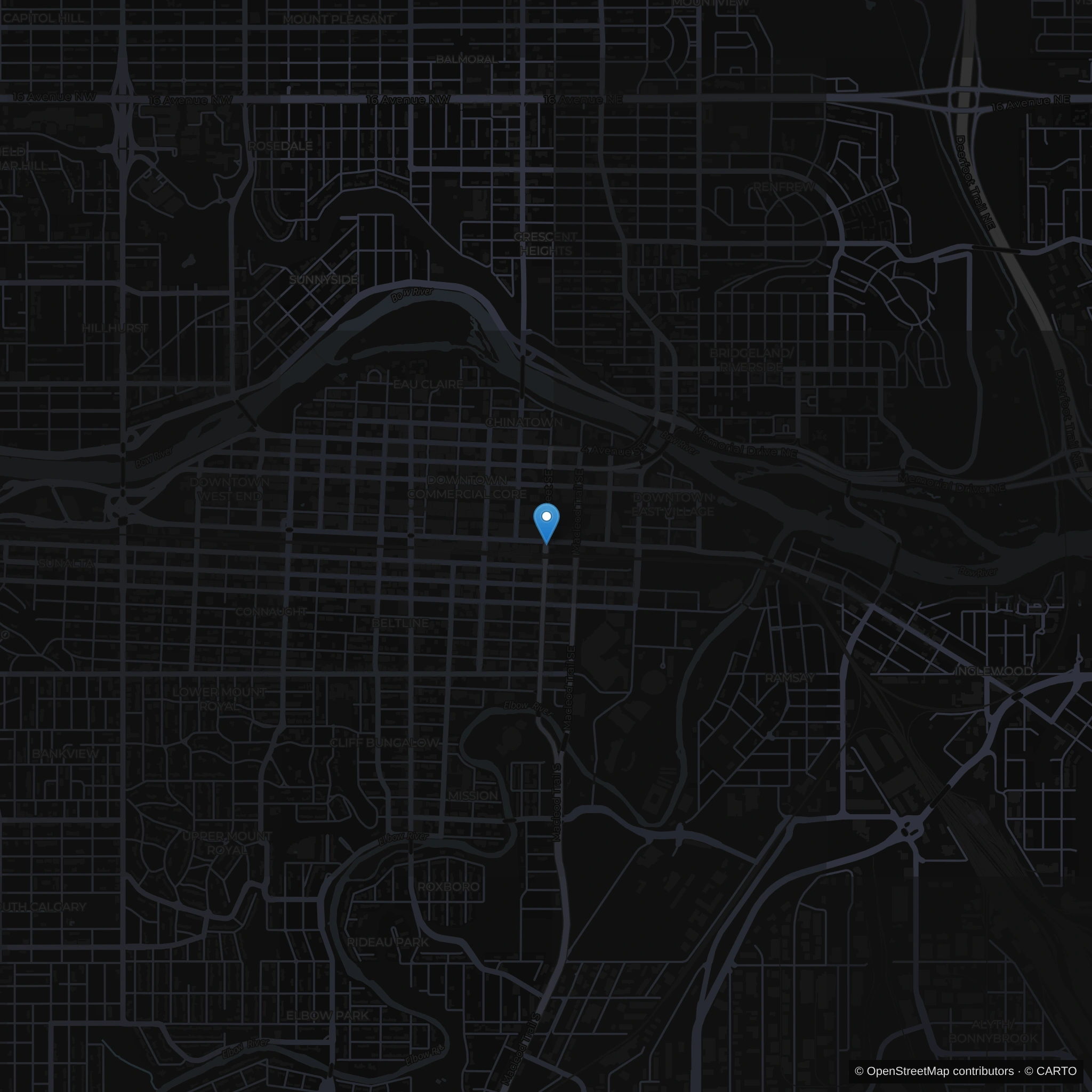 Street map of downtown Calgary near Altrm